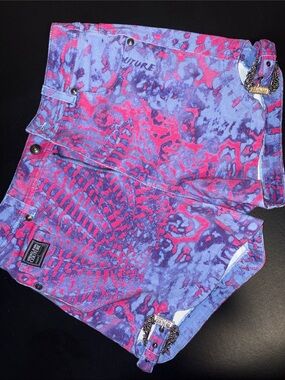 Versace Jeans Collection Pink & Purple Print Denim Shorts medium